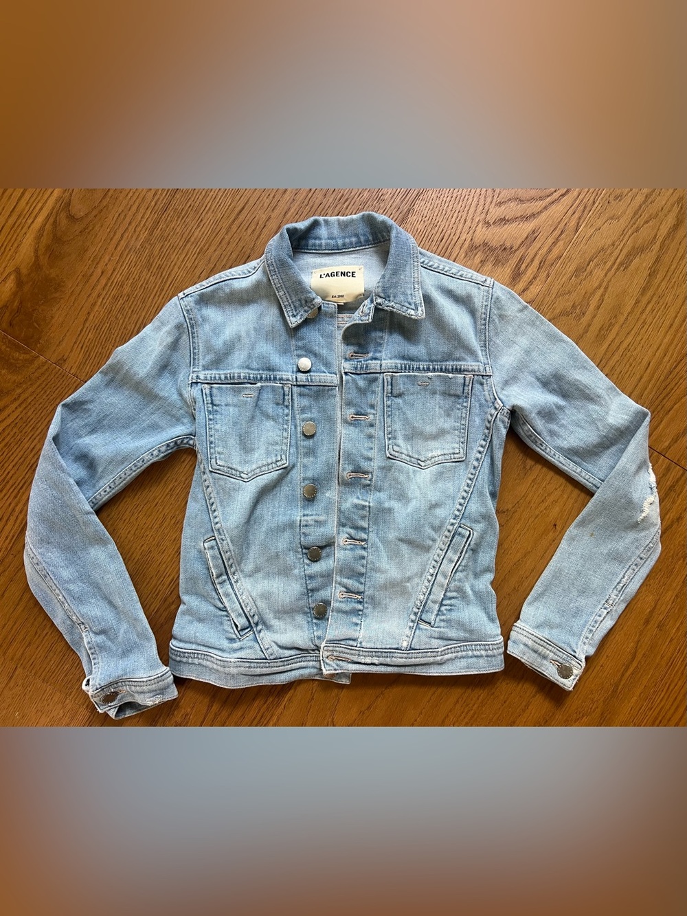L’Agence Women’s Distressed Denim Jacket XS